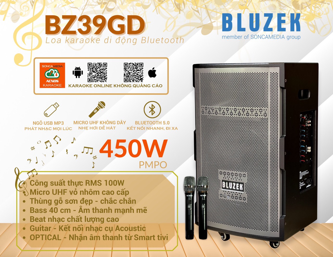 Loa karaoke di động 4 tấc Bluzek BZ39G